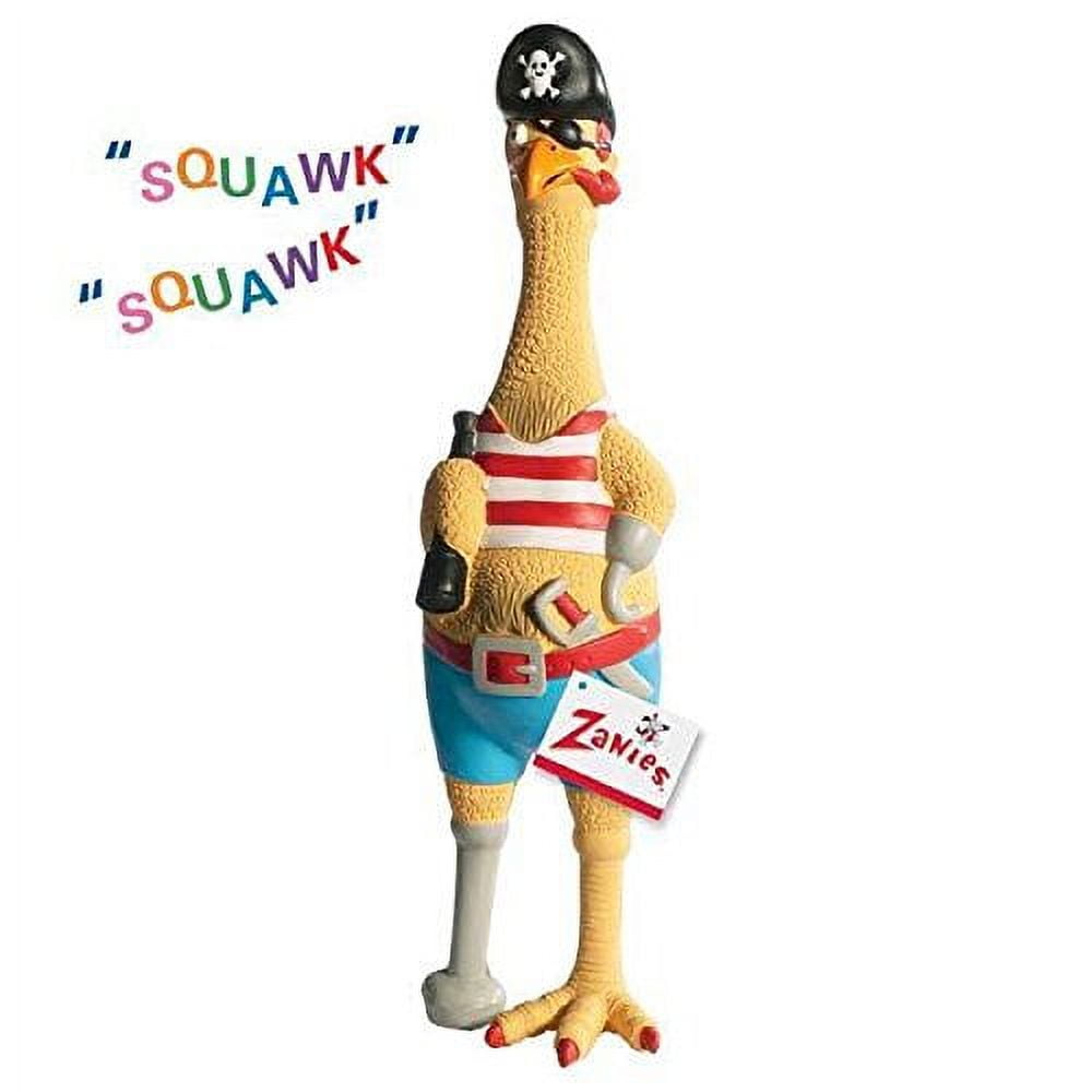 Funny Dog Toy Long Squawk Silver Bucaneer Rubber Chicken Pirate Theme