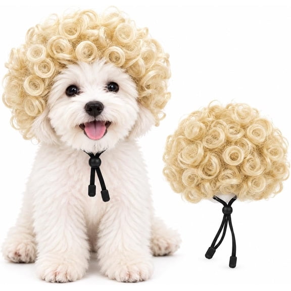 Funny Dog Wig Costume, Curly Pet Hair Accessory for Halloween & Christmas