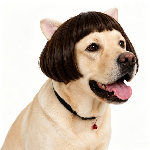 Funny Dog Wig for Small Medium Large Dogs, Adjustable Pet Hair Costume with Elastic Bands, Trimmable Halloween Christmas Party Cosplay Wig