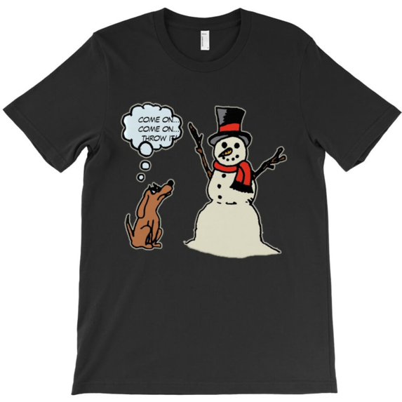 Funny Dog With A Snowman Christmas Holiday Graphic T-Shirt - Everyday Gift G9079, Up to 5XL