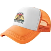 Funny Dogs - It was Me, I Let The Dogs Out Slogan Unisex Adult Adjustable Mesh Hats Baseball Hat Trucker Cap for Men Women Orange