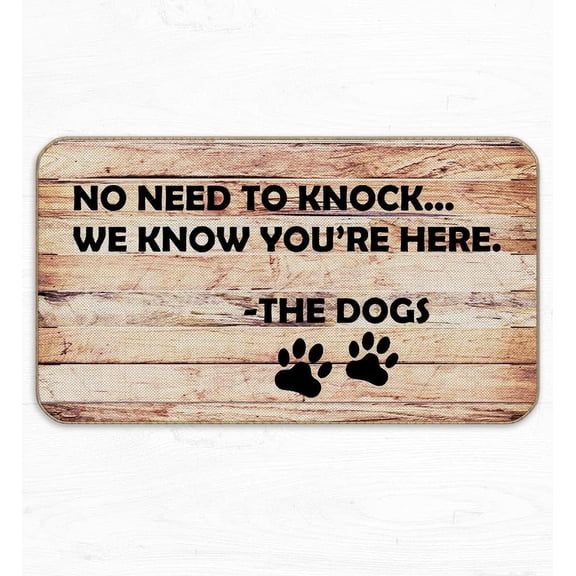 Funny Dogs Welcome Door Mat No Need To Knock Phrase Grain Pattern Front Porch Outdoor Entrance Home Decor For Dog Lovers 16x24 Inch