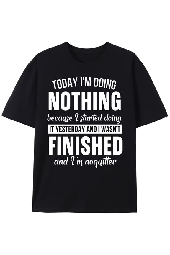 Funny Doing Nothing Slogan Pattern Print Men's T-shirt, Graphic Tee Men's Summer