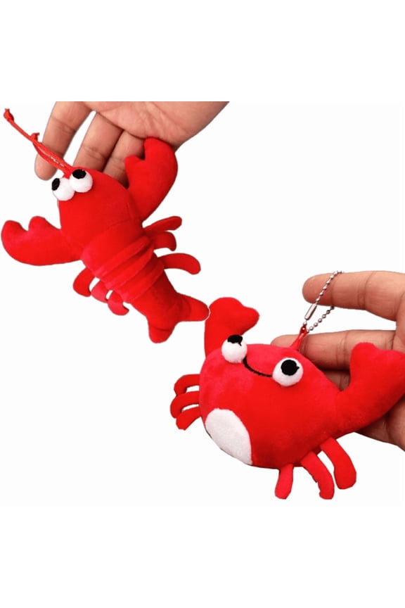 Funny Doll Crawfish, Red Crab Combo Set,Luxuriously Soft Plush Car Keychain Pendant, Vibrant Color, Cute Sleeping Plush Doll Book Bag Pendant Gift