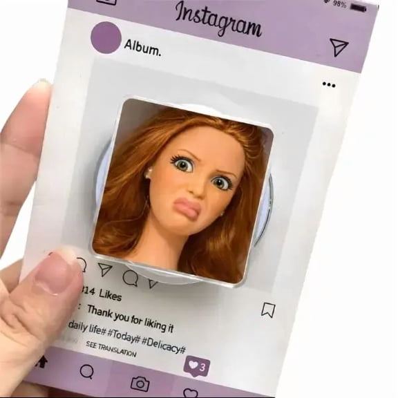 Funny Doll Face Phone Grip, Disgusted Meme Holder, Sarcastic Reaction Phone Grip