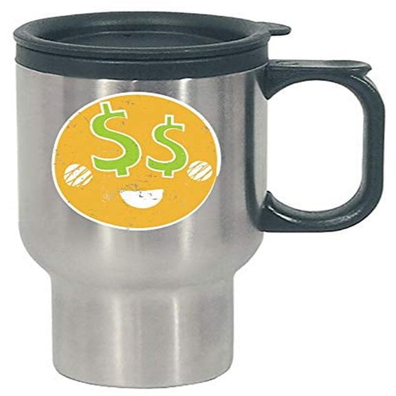 Funny Dollar Sign Eyes Stainless Steel Travel Mug - Visual Humor for Your Drinks