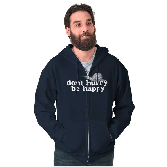 Funny Don't Hurry Be Happy Snail Joke Unisex Plus Size Zip Hoodie Brisco Brands 3X