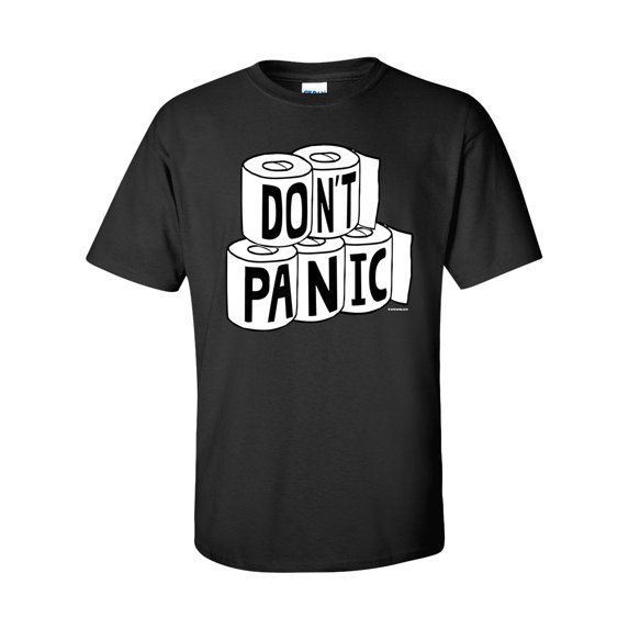 Funny Don't Panic Toilet Paper Shortage Epidemic Unisex Adult Short Sleeve T-shirt-Black-xxl