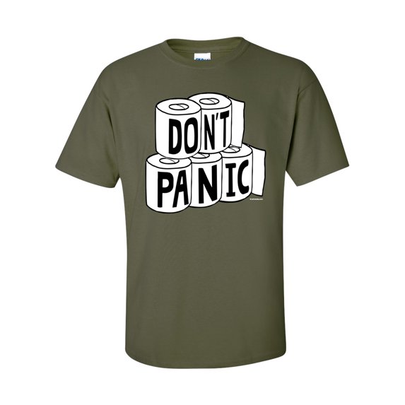 Funny Don't Panic Toilet Paper Shortage Epidemic Unisex Adult Short Sleeve T-shirt-Military-xxxl