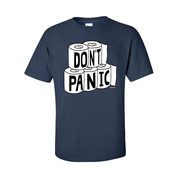 Funny Don't Panic Toilet Paper Shortage Epidemic Unisex Adult Short Sleeve T-shirt-Navy-xxl