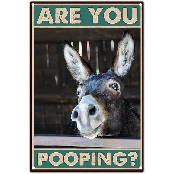 Funny Donkey Are You Pooping Metal Sign 8"×12" Inch Funny Toilet Bathroom Decorations Wall Art