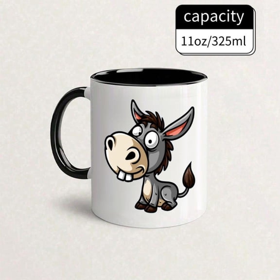 Funny Donkey Mug Ceramic Coffee Cup with Cute Stupid Donkey Design Microwave Cup home Office Use Hand Wash Only Unique Birthday Christmas Animal Theme