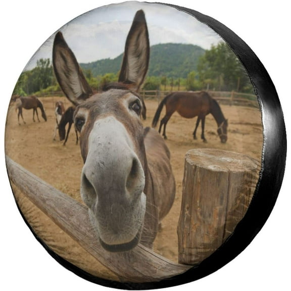 Funny Donkey Spare Tire Cover Dust-Proof Wheel Tire Cover Fit Trailer, RV, SUV and Many Vehicle (14, 15, 16, 17 Inch)