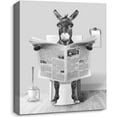 thumbnail image 1 of AatoeaX Funny Donkey Wall Decor for Bathroom Humorous Donkey On Toilet Read Newspaper Posters Painting Modern Black and White Canvas Wall Art Farm Animal Photo Pictures Gray Restroom Toilet, 1 of 3