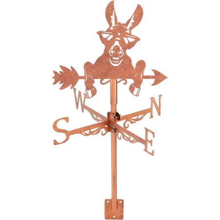 Funny Donkey Weather Vane Animals Wind Vanes for Yard Metal Weathervane Roof Mount for Gardens Outside Reddish Copper Weathervanes