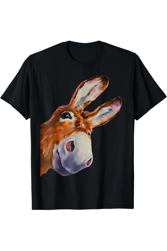 Funny Donkey Women Art Head Smile Creature Lover Men Kids Dad Unisex T-Shirt, up to Size 5XL