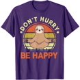 thumbnail image 1 of Funny Dont Hurry Be Happy Sloth Yoga Chill Attitude Unisex T-Shirt for Men Women Kids Toddler,Purple Color,Size YM, 1 of 5