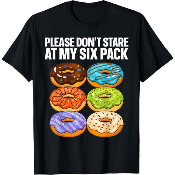 Funny Donut Art For Men Women Doughnut Food Gym Six Pack T-Shirt100% cotton