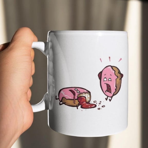 Funny Donut Mug Hilarious Jelly Donuoffee Cup, Food Humor Gag Gift Coworkers, , Donut Lovers, Office, Birthday.