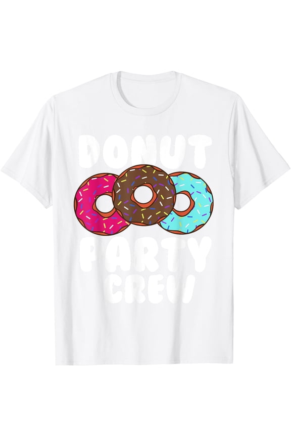 Funny Donut Party Crew Cool Doughnut Gift For Kids Men Women T-ShirtMen's and women's pure cotton short-sleeved shirts