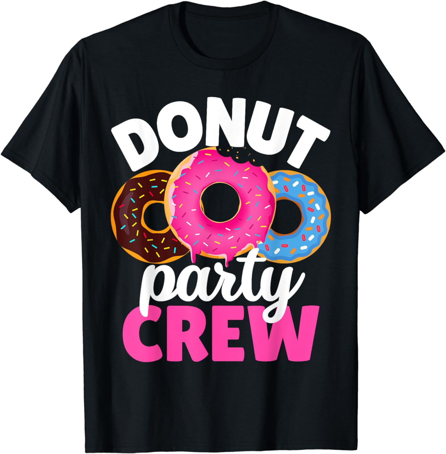 Funny Donut Party Crew Family Girl Birthday Dad Mom Squad T-Shirt ...