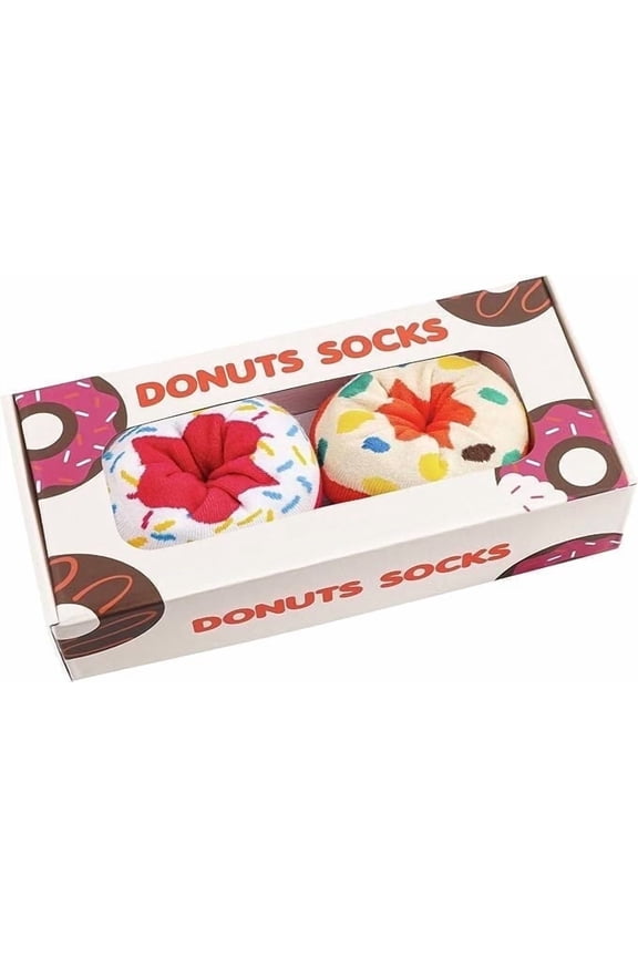 Funny Donut Socks Box for Women Teen Girls Ladies -Novelty Gifts for Girlfriend Daughter Mom Funky Food Cute Socks-Birthday Mothers Valentines Day Fun Gifts Ideas Christmas Stocking Stuffers(2 pairs)