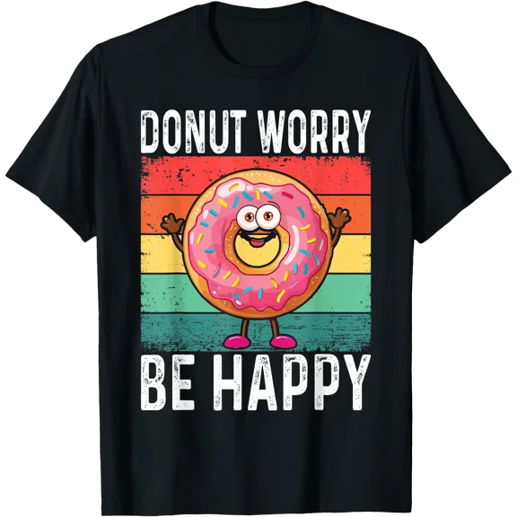 Funny Donut Worry Be Happy Toddler Boy Kids T-Shirt, Vintage Birthday Gift