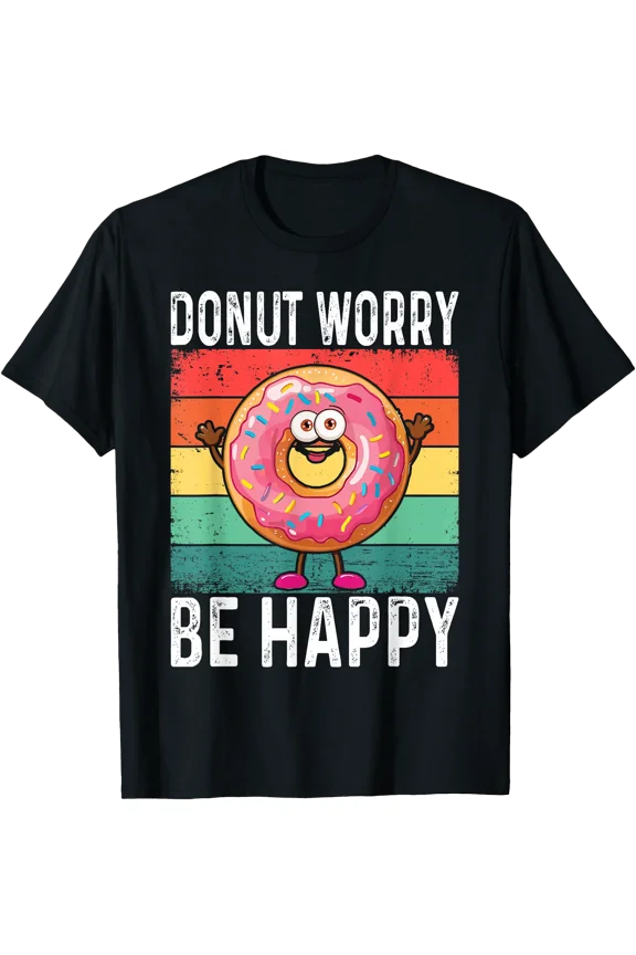 Funny Donut Worry Be Happy Toddler Boy Kids T-Shirt, Vintage Birthday Gift