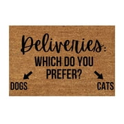 Funny Door Mat Fun Slogan Mat Deliveries:Which Do You Prefer? Rug for Entryway Indoor Personalized Decor 16x24IN Summer Coir Door Mat Low-Profile Floor Mat for Yard, Garage, High Traffic Areas