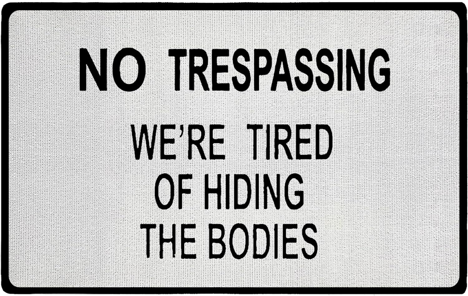 No Trespassing Sign Metal Tin - 8x12 Inch Vintage Humorous Warning Sign For Garage, Yard, Man Cave