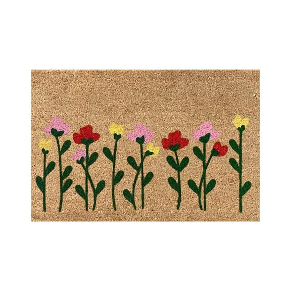 Funny Door Mat Summer Theme Doormat Colorful Flower Indoor Outdoor Carpet 16x24IN Summer Door Mats Coir Door Mat Home Gifts for Housewarming for Outside Patio Floor Entry Porch Garage Office