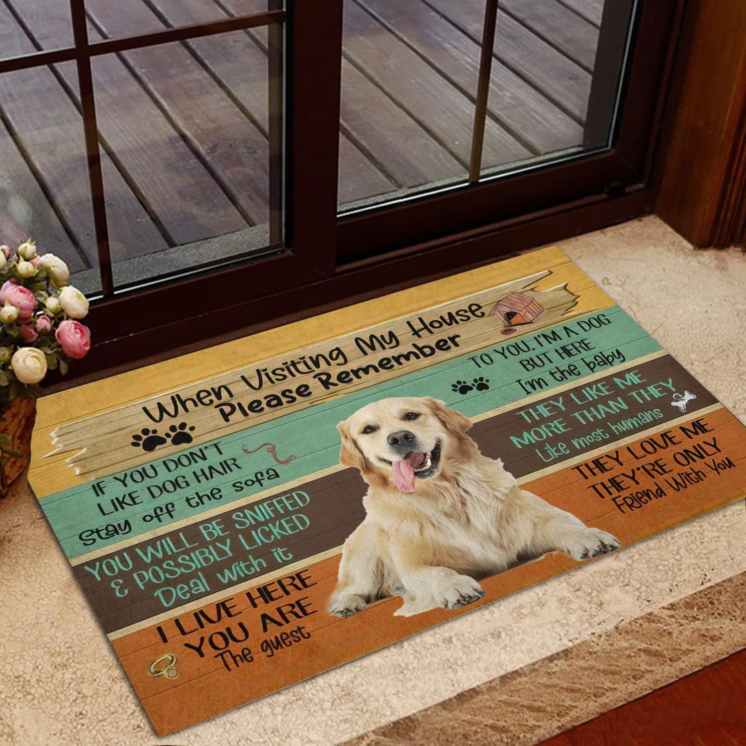 Funny Door Mats Indoor Visiting My House Please Remember Golden — free download