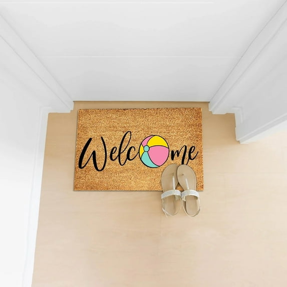 Funny Door Mats Outside Watermelon Flower Ice Cream Sunny Summer Style Hello Summer Mat Welcome Mats for Outside Indoor Outdoor Rugs Inside Floor Mat Doormats for Entryway, 24x16IN