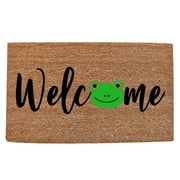 Funny Door Mats Outside Welcome Theme Mat Frog Welcome Front Door Mat Indoor Entrance Personalized Decor 16x24IN Summer Coir Door Mat Low-Profile Floor Mat for Yard, Garage, High Traffic Areas