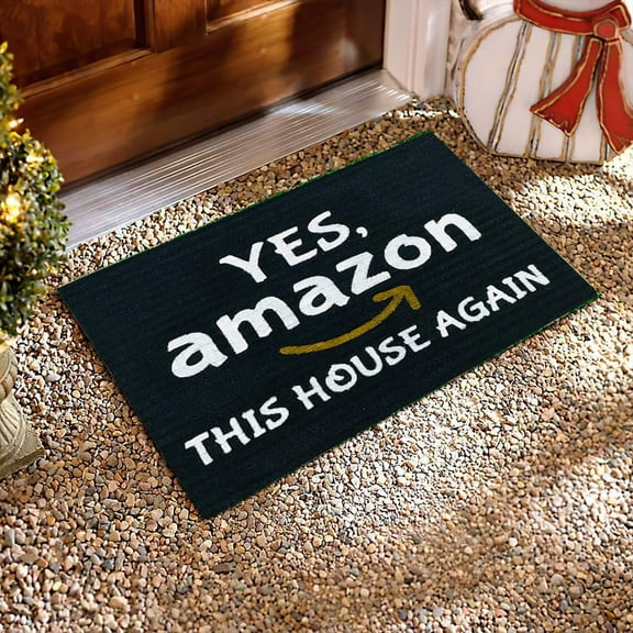 Funny Door Mats YES THIS HOUSE AGAIN Outdoor Front Door Mat Welcome Doormats Inside Outside Entryway Mats Low Profile Resist Dirt Entrance Doormat
