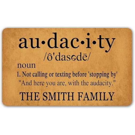 Funny Doormat Audacity Definition Personalized Welcome Indoor Outdoor Entrance Non-Slip Mat Rug Decor Winter Door mat Welcome mat Out Doormat 16x24 Inch.