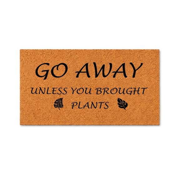 Go Away Unless You Brought Plants Doormat, Funny Welcome Mat With Leaf Design, Outdoor Entryway Door Mat (24x48 inches) WoodByStu 4060