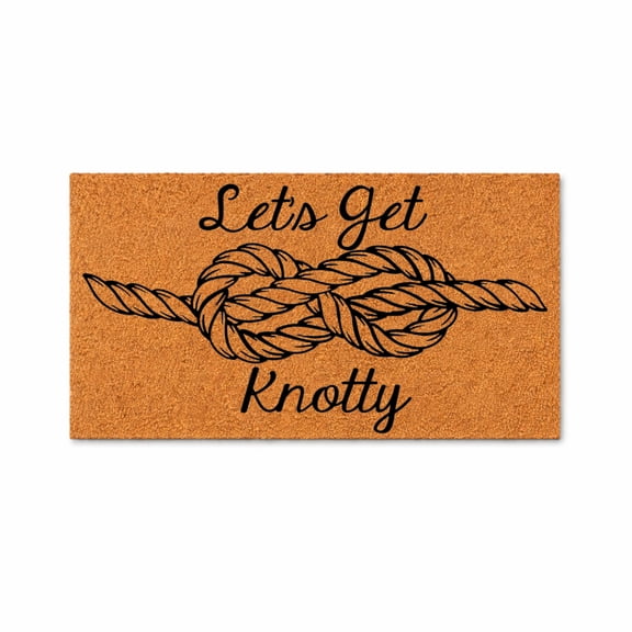 Lets Get Knotty, Rope Knot Design Doormat - Brown Coir PVC Outdoor Doormat (36x72 inches) 6187