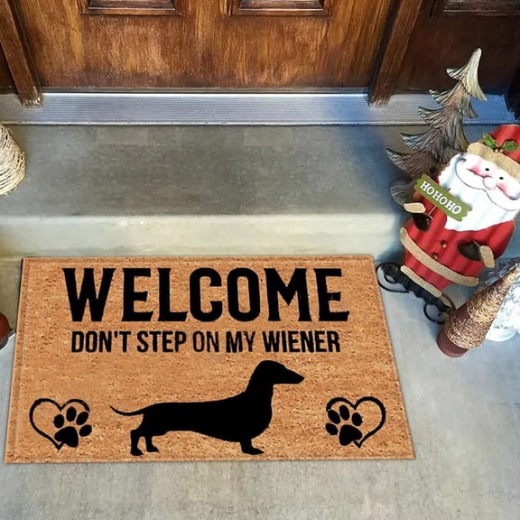 Funny Doormat Welcome Mats Crazy Dogs Don't Step On My Wiener Front Door Mat Entrance Mat Outside Entry Indoor & Outdoor Rug 15.7 X 23.6 Inch