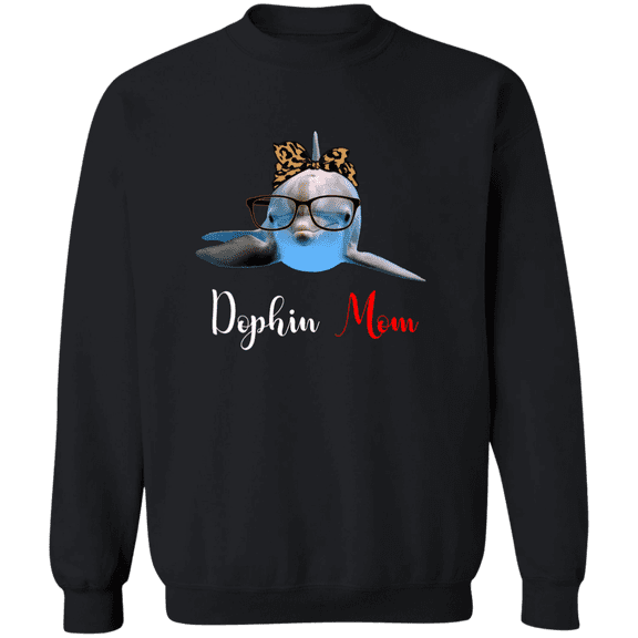 Funny Dophin Mom Leopard Bandana Lovers Women Crewneck Pullover Sweatshirt