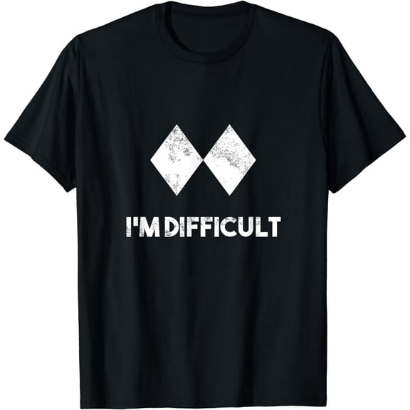 Funny Double Diamond Skiing I'm Difficult Expert Unisex Casual T-Shirt