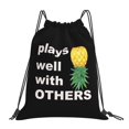 thumbnail image 1 of Funny Down Pineapple Pattern Drawstring Backpack Sackpack String Bag Cinch Waterproof Bags for Gym Sports Yoga Travel Beach Swimming shopping, 1 of 7