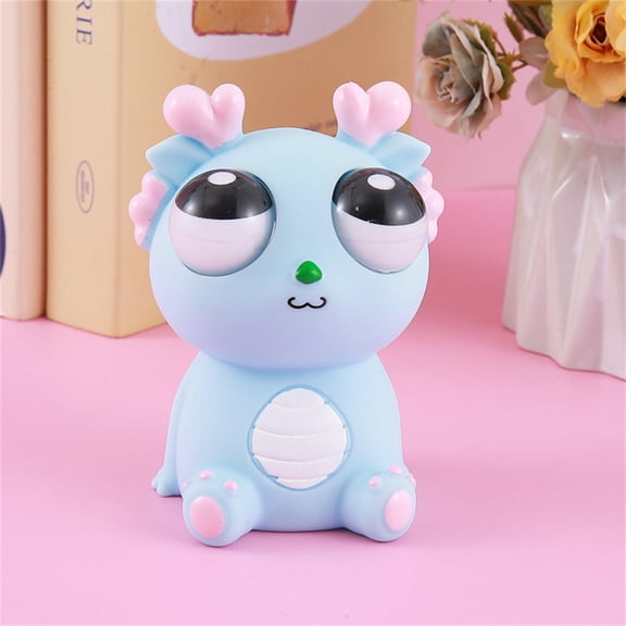 Funny Dragon Eye Popping Squeeze Toy, Stress Relief Figurine, Soft Plastic Sensory Fidget for Pressure Management and Daily Relaxation Blue