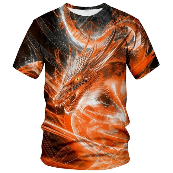 Funny Dragon Graphic T-Shirt Novelty Short Sleeve Crewneck Shirt