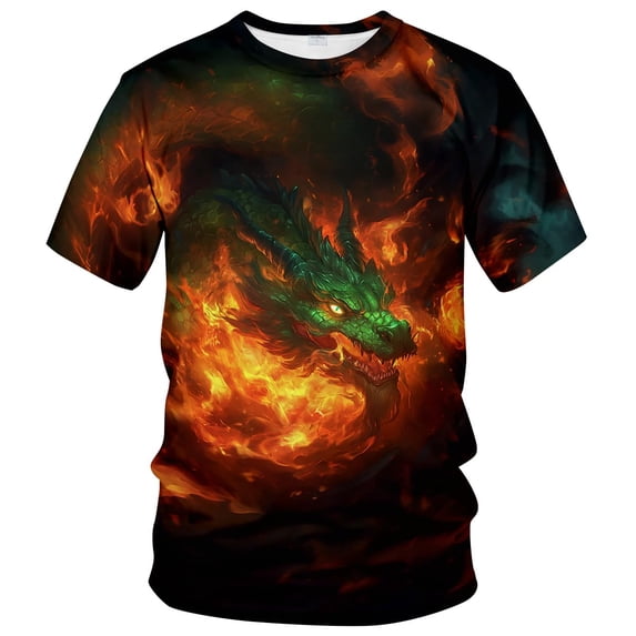 Funny Dragon Graphic T-Shirt Novelty Short Sleeve Crewneck Shirt