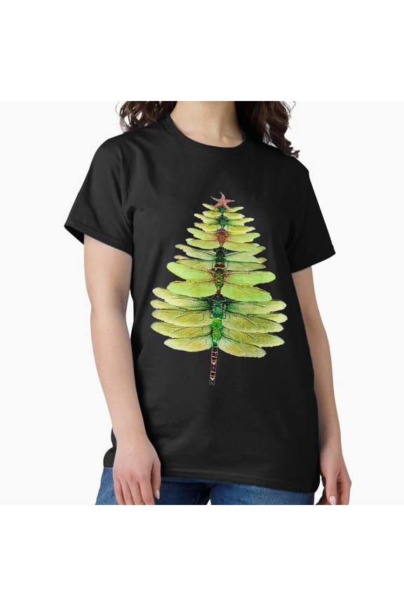 Funny Dragonfly Christmas Tree For Insect Lover Holiday Nature Pun Gift - Daily Wear Essential G15561 Unisex T-Shirt, Up to Size 5XL