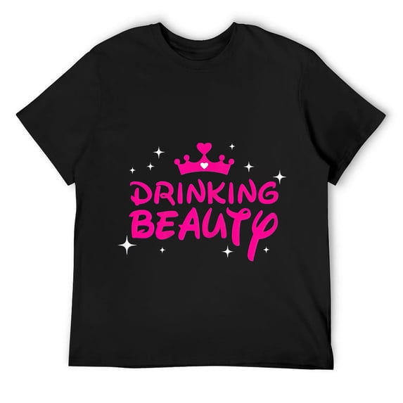 Funny Drinking Beauty Mens T-Shirt World Vacation Wine Cocktail Black XL