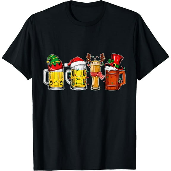Funny Drinking Christmas Santa Lights Mens T-Shirt