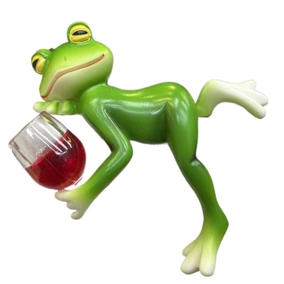 Funny Drinking Frog Flower Pot Hugger Figurines for Home Garden Fence Decor