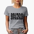 thumbnail image 1 of Funny Drinks Well with Others, Drinking Quote, Groovy Retro Wavy Text Merch Gift, Heather Grey T-Shirt, Medium, 1 of 5